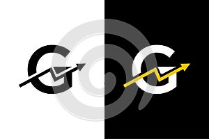 Letter G with chart arrow up concept. Very suitable in various business purposes, also for icon, symbol, logo.