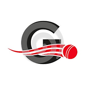 Letter G Cricket Logo Concept With Ball Icon For Cricket Club Symbol Vector Template. Cricketer Sign