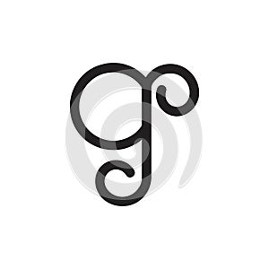 Letter g curly design logo vector