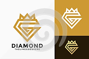 Letter G Diamond Crown Logo Vector Design. Abstract emblem, designs concept, logos, logotype element for template