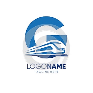 Letter G Fast Train Logo Design Vector Icon Emblem Symbol Graphic Illustration