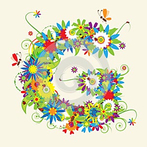 Letter G, floral design