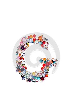 Letter G from glass bright gems