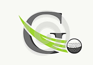 Letter G Golf Logo Design Template. Hockey Sport Academy Sign, Club Symbol