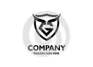 Letter g with horn and shield logo