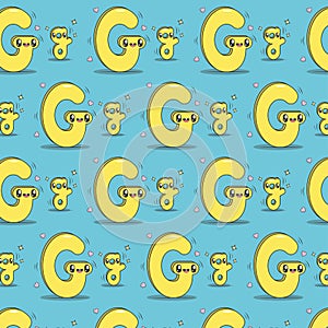 Letter G kawaii style pattern