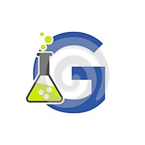 Letter G Lab Logo Concept for Science, Healthcare, Medical, Laboratory, Chemical and Nature Symbol