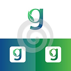 Letter G and leaf logo vector, Eco Logo Design. Letter G Vector