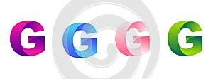 Letter G logo in four different colors