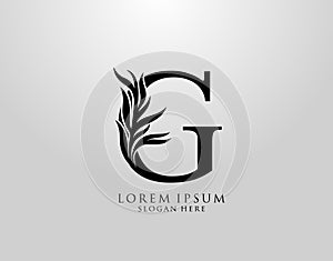 Letter G logo Nature Leaves Logo, alphabetical leaf icon