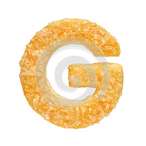 Letter G made from cookie isolated on white background