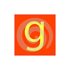 Letter G in orange color box