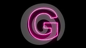 Letter G reveal neon electric glowing motion wipes to center