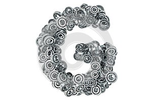 Letter G from steel bearings, 3D rendering