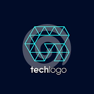 Letter G Triangle Polygon Tech Logo