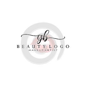 Letter GB Watercolor Lips Premade Logo Design, Logo for Makeup Artist Business Branding, Blush Beauty Boutique Logo Design,