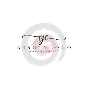 Letter GC Watercolor Lips Premade Logo Design, Logo for Makeup Artist Business Branding, Blush Beauty Boutique Logo Design,