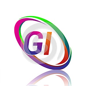 letter GI logotype design for company name colorful swoosh. vector logo for business and company identity
