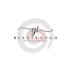 Letter GI Watercolor Lips Premade Logo Design, Logo for Makeup Artist Business Branding, Blush Beauty Boutique Logo Design,