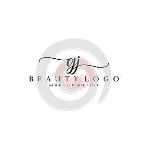 Letter GJ Watercolor Lips Premade Logo Design, Logo for Makeup Artist Business Branding, Blush Beauty Boutique Logo Design,