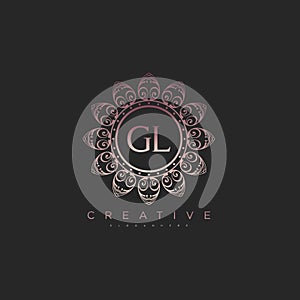 Letter GL Elegant initial logo Lotus vector