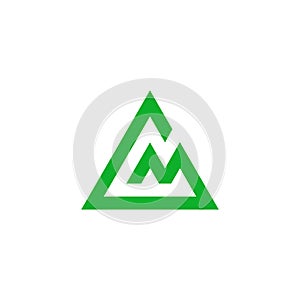 Letter gm triangle green mountain line logo vector photo