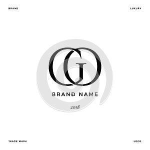 Letter GO Logo Luxury Black and White photo