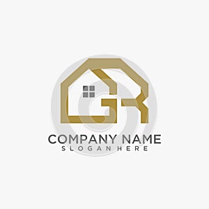 Letter GR home logo design
