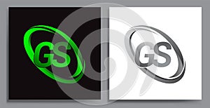 letter GS logotype design for company name colored Green swoosh and grey. vector set logo design for business and company identity