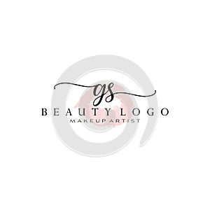 Letter GS Watercolor Lips Premade Logo Design, Logo for Makeup Artist Business Branding, Blush Beauty Boutique Logo Design,