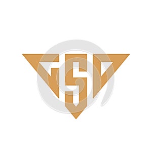 Letter GSO logo design, triangle shape typography logo, geometric style monogram logo