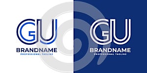 Letter GU Line Monogram Logo, suitable for business with GU or UG initials