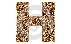 Letter H from bullets, 3D rendering