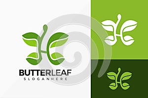 Letter H Butterfly and Leaf Logo Vector Design. Abstract emblem, designs concept, logos, logotype element for template