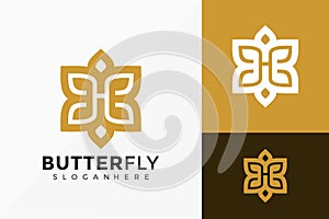 Letter H Creative Butterfly Luxury Logo Vector Design. Abstract emblem, designs concept, logos, logotype element for template