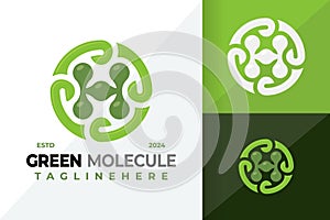 Letter H Green Molecule Symbol Logo Icon Vector Design Illustration