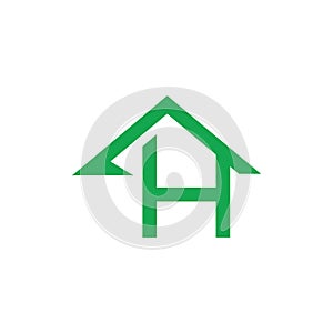 Letter h home roof unique logo vector
