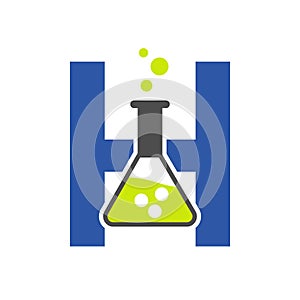 Letter H Lab Logo Concept for Science, Healthcare, Medical, Laboratory, Chemical and Nature Symbol