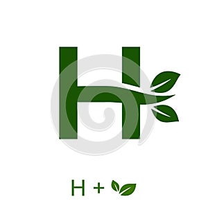 Letter H with a leaf concept. Very suitable in various natural business purposes also for icon, symbol, logo.