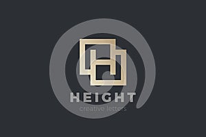 Letter H Logo design Luxury Fashion Elegant vector template Square shape style
