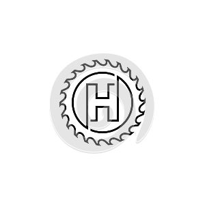 Letter H logo design template wooden saw icon concept,Vector illustration