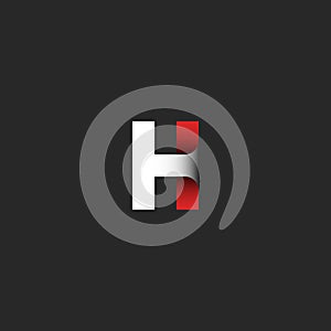 Letter H logo. A symbol with a gradient of white and red paper tape material design conceptual idea. Identification logo for