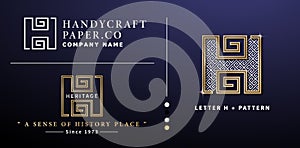 Letter H logotype and ancient pattern of Heritage symbol, applicable for branding and advertising symbolist, label product, hotel