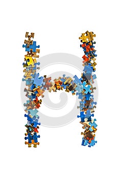 Letter H made of puzzle pieces