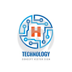 Letter H - vector business logo template concept illustration. Electronic technology creative sign.