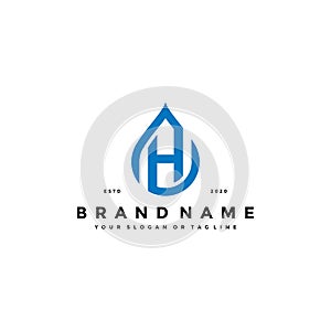 Letter H Water Drop Logo design vector