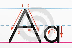 Letter A handwriting page.