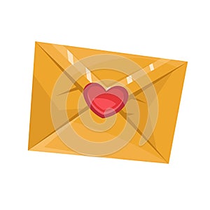 Letter with hearts. Vector love envelope message.