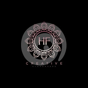 Letter HF Elegant initial logo Lotus vector