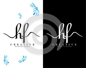 Letter hf, fh creative logo design vector